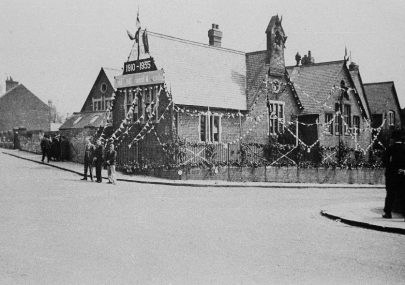 Grange Road: The National School decorated for King George V silver jubilee 1935